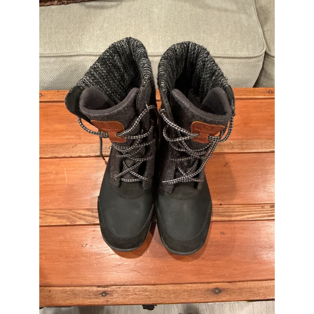 Salomon Hime High Winter Boots Black Grey Knit Wool Lace Up Womens 8.5 361707